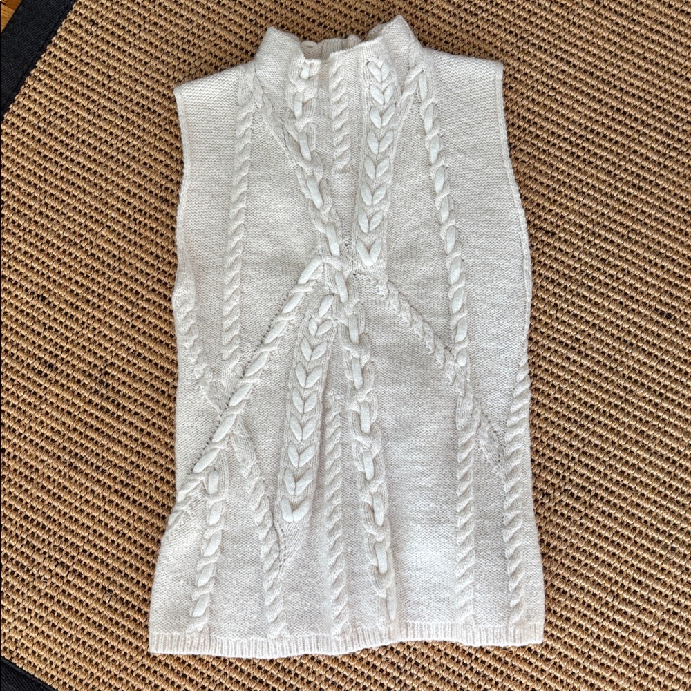 Zara Cream Cable Knit Turtleneck Sweater Vest